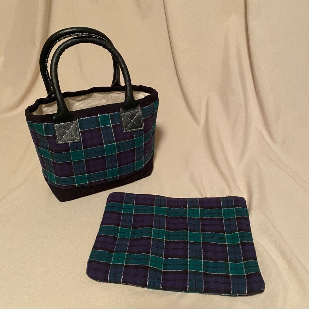 Blue/Green Plaid Sm Tote and Zipper Case - Picture 2 of 2